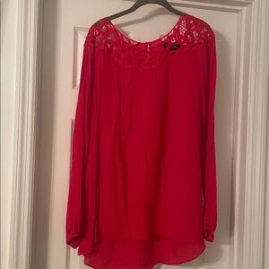 Lane Bryant Vibrant Red Lace Blouse